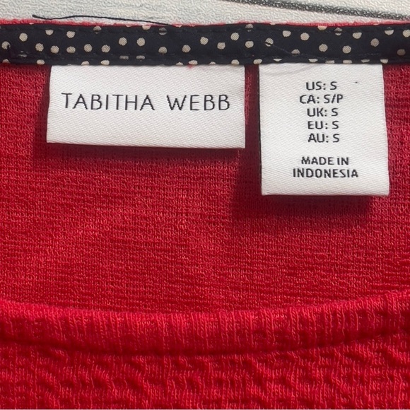 Tabitha Webb Red Ruffle Cuff 2 Pocket Shift Dress Small - Picture 5 of 6